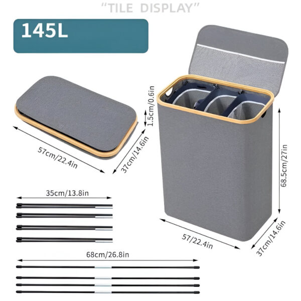 LaundryEase™ - Cesto portabiancheria con tre scomparti - immagine 3